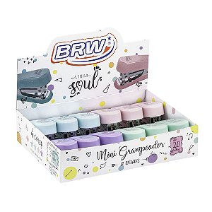 Grampeador plástico mini Soul pastel BRW - Cx 12 Und