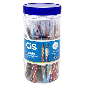 Caneta esferográfica 0.7 mm Candy Cis - Pote 50 Und