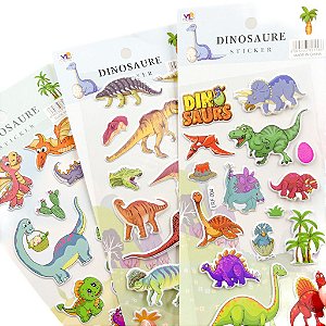 Cartela de Adesivos 3D Dinossauros