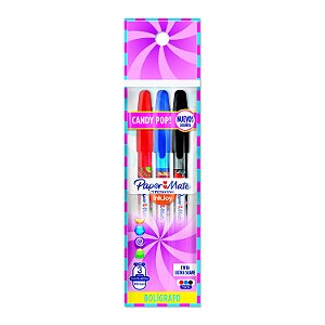 Caneta Paper Mate InkJoy Candy Pop - Pouch c/3 AZ/PT/VM