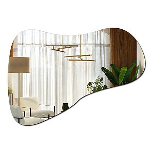 Espelho Orgânico Decorativo De Parede Para Sala De Estar 60 X 42 Cm Modelo Bl0023