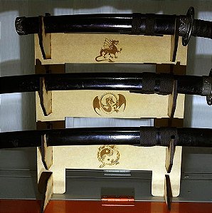 Suporte Triplo Espadas Samurai Katana Wakizashi