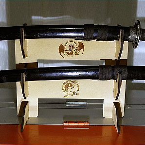 Suporte Duplo Espadas Samurai Katana Wakizashi Tanto