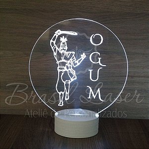 Abajur Luminária Ogum de Led sem Fio com o nome que desejar com Acrílico Grosso Iluminado - Veja opções de Tamanho no Anúncio