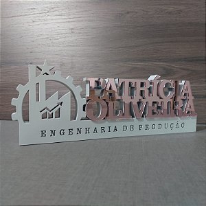 Decoração 3D Profissão para Engenharia de Produção / Engenheiro com Nome Personalizado