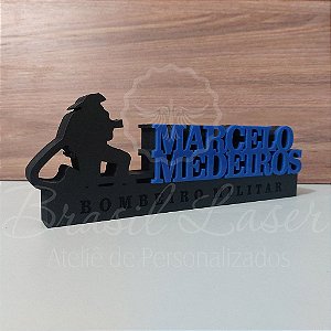 Decoração 3D Profissão para Bombeiro Militar com Nome Personalizado