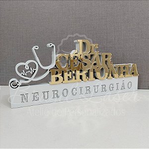 Decoração 3D Profissão para Neurocirurgião / Médico / Médica / Cirurgião / Cirurgiã com Nome Personalizado