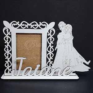 Porta Retrato da Princesa com Nome Personalizado em Mdf Branco