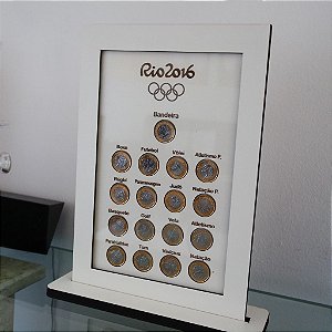 Quadro para Moedas Colecionáveis em MDF Laminado Branco