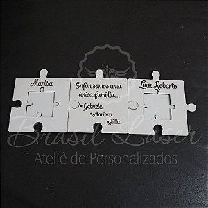 Trio de Porta Alianças de Quebra Cabeças Personalizado