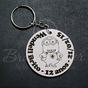 1 Chaveiro Personalizado para Lembrança de Aniversário com Gravação a laser (Minimo 20 unidades por pedido) - Selecionar Material/cor dentro do anuncio