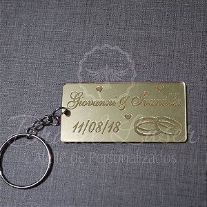 1 Chaveiro Personalizado para Lembrança de Casamento com Gravação a laser (Minimo 20 unidades por pedido) - Selecionar Material/cor dentro do anuncio