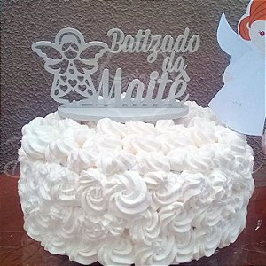 Topo De Bolo Batizado - Tamanho com 20cm (maior lado da peça) - Cor à Escolher