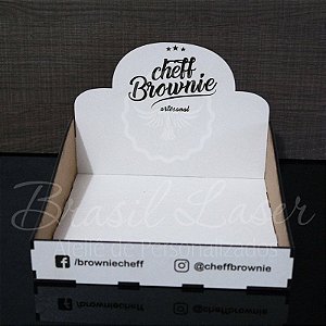 10 Expositores de Brownie / Alfajor / Palha Italiana / Cake / Pão de Mel com 20x20cm em Mdf Branco com logomarca gravada