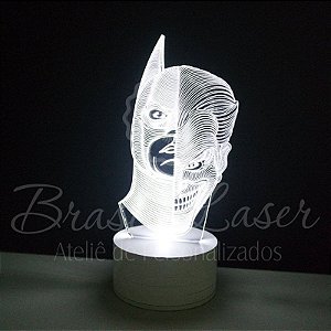 Abajur Luminária de Led sem Fio com Acrílico Grosso Iluminado - Batman e Coringa 3 D - Veja opções de Tamanho no Anúncio