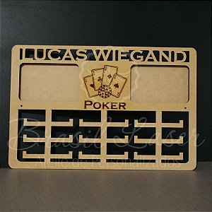 Porta Medalhas ( POKER ) Personalizado Com 2 Locais de Fotos Tamanho 45cmx29,5cm