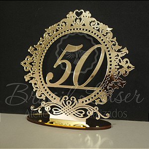 Topo para Bolos 50 Anos com Rosas Decorativas