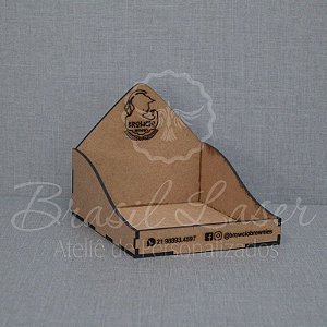 5 Expositores de Brownie / Alfajor / Palha Italiana / Cake / Pão de Mel com 16x16cm em Mdf com logomarca gravada