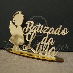 Topo De Bolo Batizado com 14cm (maior lado da peça) - Cor à Escolher