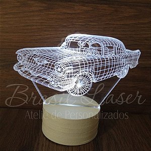 Abajur Luminária de Led sem Fio ( CARRO ANTIGO ) com Acrílico Grosso Iluminado 3 D - Veja opções de Tamanho no Anúncio