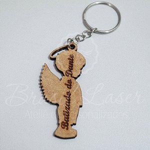 1 Chaveiro Anjo / Anjinho / Batizado Personalizado para Lembrança com Gravação a laser (Minimo 20 unidades por pedido) - Selecionar Material/cor dentro do anuncio