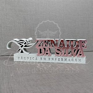 Decoração 3D Profissão para Formatura de Técnico em Enfermagem com Nome Personalizado