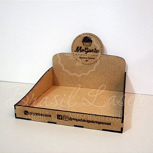 10 Expositores de Brownie / Alfajor / Palha Italiana / Cake / Pão de Mel com 15x13cm em Mdf com logomarca gravada