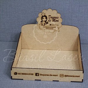 5 Expositores de Brownie com 20x20cm em Mdf com logomarca gravada