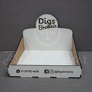 10 Expositores de Brownie / Alfajor / Palha Italiana / Cake / Pão de Mel com 22x20cm em Mdf Branco com logomarca gravada