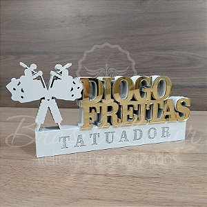 Decoração 3D Profissão para Tatuador / Tatuadora com Nome Personalizado