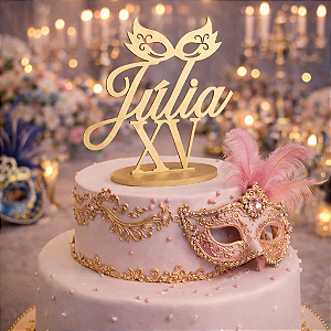 Topo De Bolo Máscara com 20cm (maior lado da peça) - Cor à Escolher