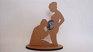 Silhueta Mamãe Grávida com Foto de Ultrassonografia do Bebê - Altura : 15cm