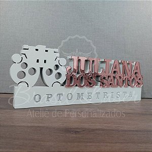 Decoração 3D Profissão para Optometrista com Nome Personalizado