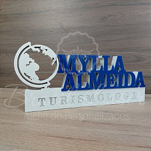 Decoração 3D Profissão para Turismo / Turismólogo / Turismóloga com Nome Personalizado