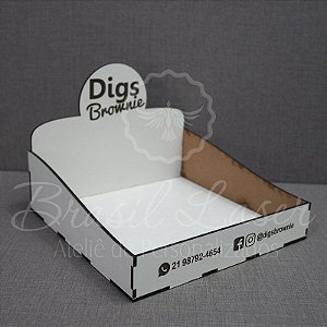 1 Expositor em MDF BRANCO para Brownie com 34x26x5cm com logomarca gravada