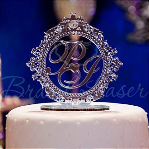 Topo De Bolo Para Casamento ou 15 anos - Tamanho com 20cm (maior lado da peça) - Cor à Escolher