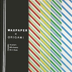 Papel Origami 15x15cm Transparente com Listras Waxpaper 4 Cores (60fls)