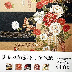 Papel p/ Origami Chiyogami Kimono Daiso (10fls)