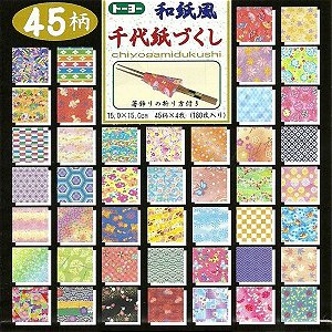 Papel P/ Origami 15x15cm Estampado Face única Chiyogamidsukushi 018053-1000 (180fls)