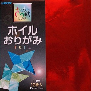 Papel p/ Origami 15x15 Metálico Kiragami Foil Ehime Shiko (12fls)