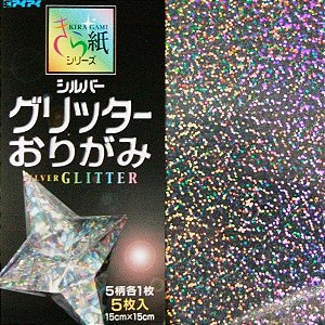 Papel p/ Origami 15x15 Silver Glitter Kiragami Series (5fls)