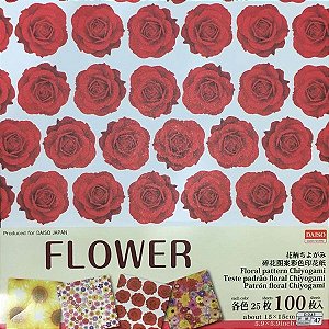 Papel Dobradura 15x15cm Face Única Estampada Floral Pattern Chiyogami No. 47 (100fls)