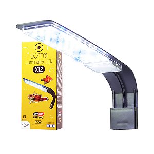 Soma Luminária X12 Preta 12W (Luz Branca/Azul) Bivolt