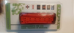 Lanterna bicicleta/bike sinalização LED vermelho retangular recarregavel USB 100 lumes