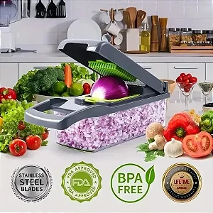 Chopper vegetal multifuncional com alça, grelha de comida, fatiador vegetal
