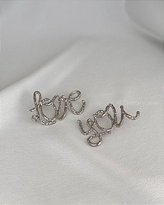 Brinco Love Prateado - Banho Flash
