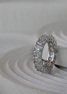 Anel Aliança Eternity Ródio Branco