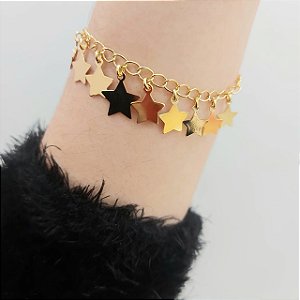 Pulseira Pingente Estrelas Banhada a ouro 18k