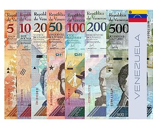 Lote 7 cédulas Bolívares da República Boliviana de Venezuela - FE