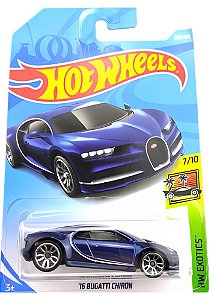 Hot Wheels - 16 Bugatti Chiron - FYB49 (Azul) | Escala 1/64